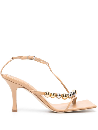 Shop A.w.a.k.e. 95mm Stud Leather Sandals In Nude