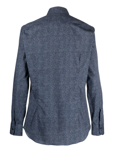 Shop Mazzarelli Textured-finish Cotton Shirt In Blau