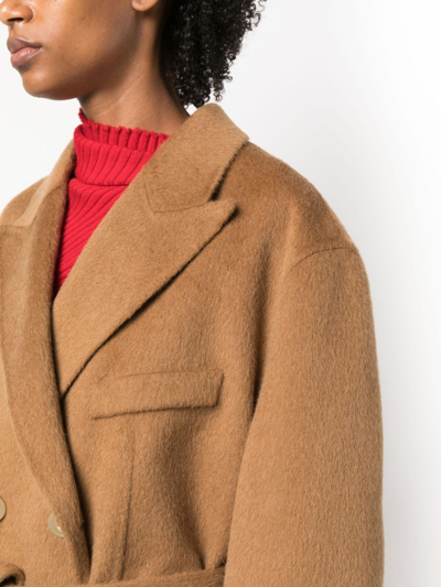 Shop Acne Studios Double-breasted Wool Blend Coat In Braun