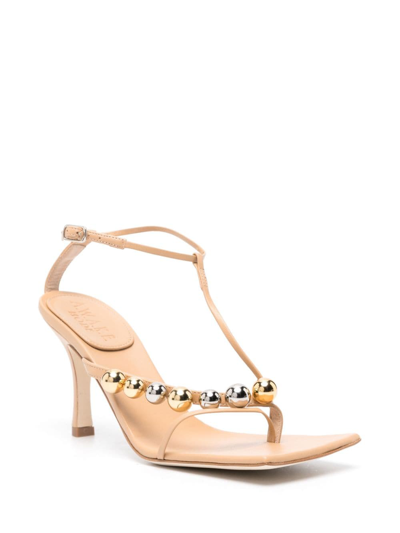 Shop A.w.a.k.e. 95mm Stud Leather Sandals In Nude