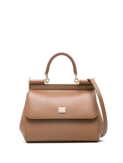 Sicily Large Suede Tote Bag in Brown - Dolce Gabbana
