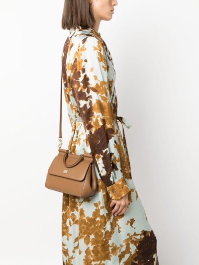 Dolce & Gabbana Sicily Leather Tote Bag In Braun