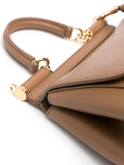 Dolce & Gabbana Sicily Leather Tote Bag In Braun