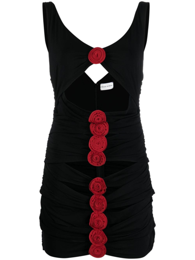 Magda Butrym Contrast Bandage Flower Dress In Schwarz