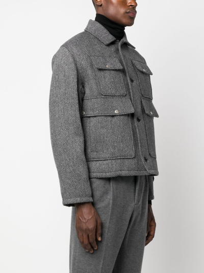 Shop Fursac Flap-pocket Virgin Wool Jacket In Grey
