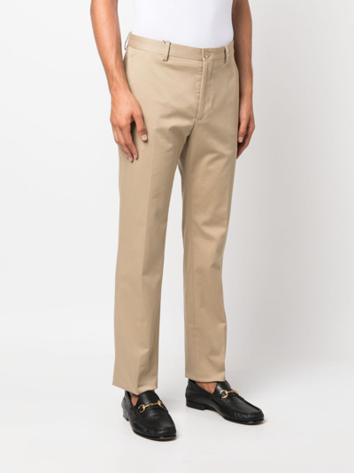 Shop Etro Mid-rise Stretch-cotton Chinos In Nude