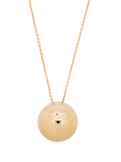 Shop Versace Sphere-pendant Necklace In Gold