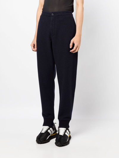 Shop Giorgio Armani High-waist Tapered-leg Trousers In Blau