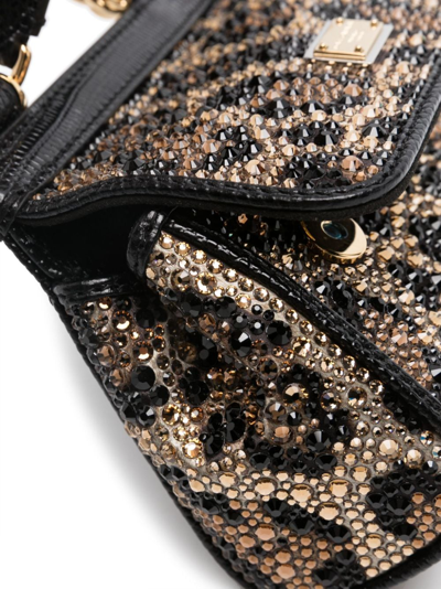 Shop Dolce & Gabbana Mini Sicily Crystal Tote Bag In Black
