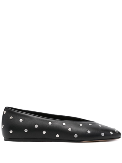 Le Monde Beryl Luna Stud-embellished Leather Ballerina Shoes In Schwarz
