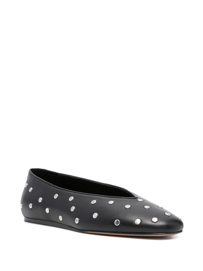 Le Monde Beryl Luna Stud-embellished Leather Ballerina Shoes In Schwarz