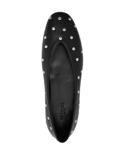 Le Monde Beryl Luna Stud-embellished Leather Ballerina Shoes In Schwarz