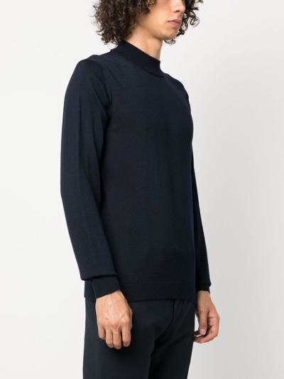 Roberto Collina High-neck Merino-wool Jumper In Blau