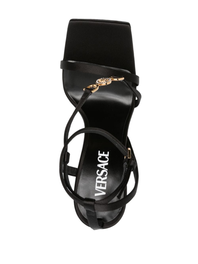Shop Versace Medusa '95 115mm Crystal-embellished Sandals In Black