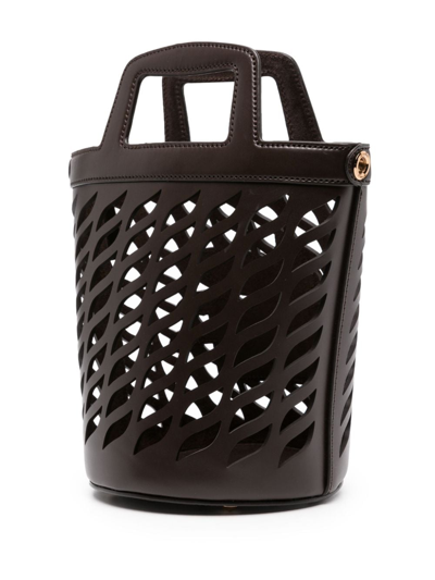 Shop Etro Coffa Leather Bucket Bag In Braun