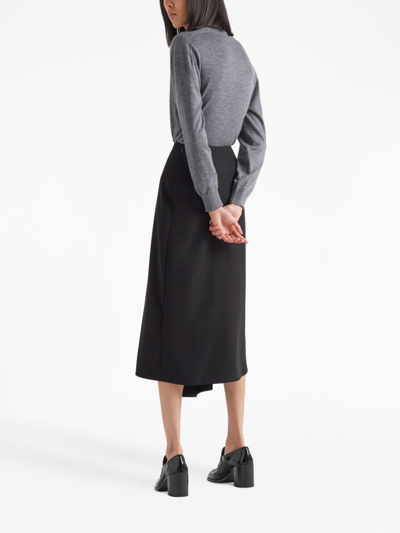 Shop Prada V-neck Wool-cashmere Cardigan In Grey