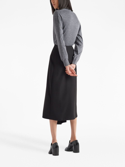 Prada Crystal-button Cashmere Cardigan In Grey