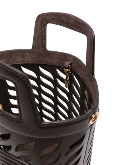 Shop Etro Coffa Leather Bucket Bag In Braun
