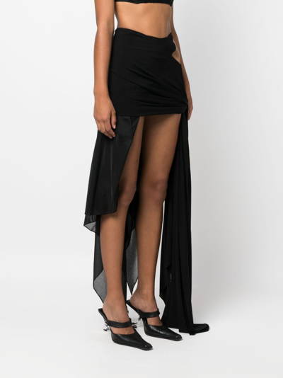 Shop Mugler Asymmetric Draped Miniskirt In Black