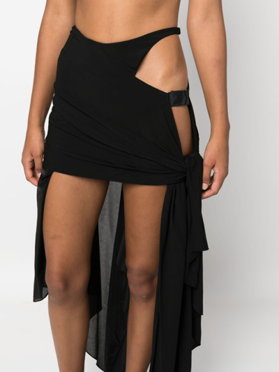 Shop Mugler Asymmetric Draped Miniskirt In Black