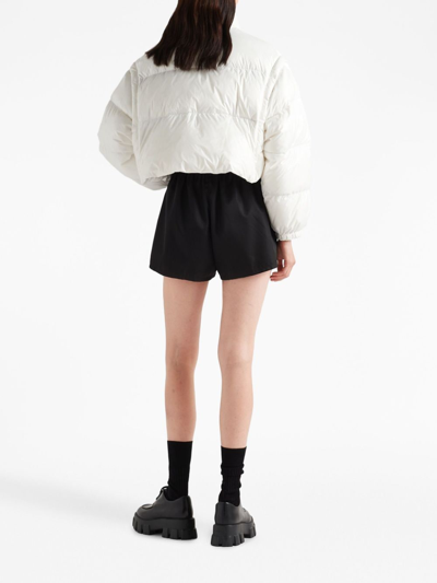 Prada Re-nylon Cropped Convertible Down Jacket In Weiss