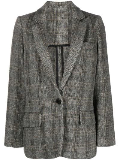 Shop Marant Etoile Checked Wool Single Breasted Blazer In Nude