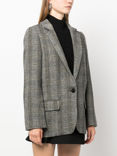 Shop Marant Etoile Checked Wool Single Breasted Blazer In Nude