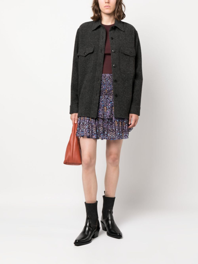 Isabel Marant Étoile Floral-print Tiered Skirt In Blau
