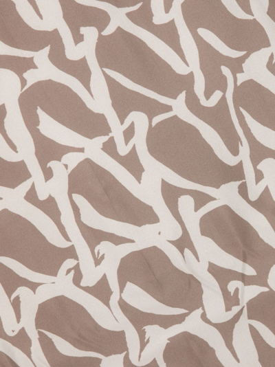 Shop Aeron Tess Monogram-print Silk Scarf In Brown