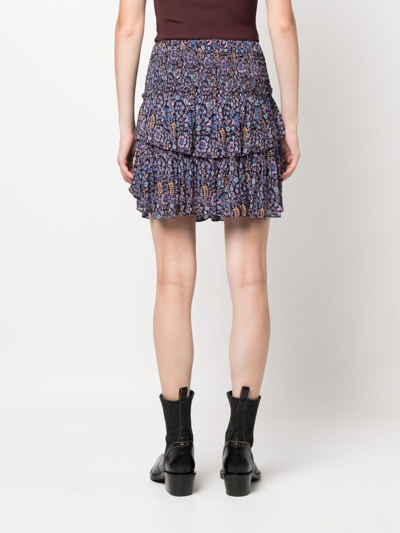 Isabel Marant Étoile Floral-print Tiered Skirt In Blau