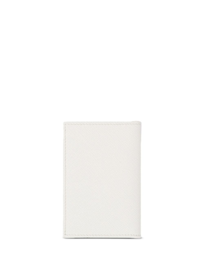 Shop Prada Triangle-logo Leather Cardholder In Weiss