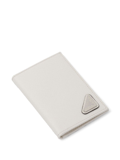 Prada Triangle-logo Leather Cardholder In Weiss