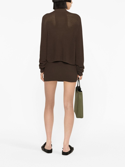 Shop Aya Muse Musa Ribbed-knit Miniskirt In Brown