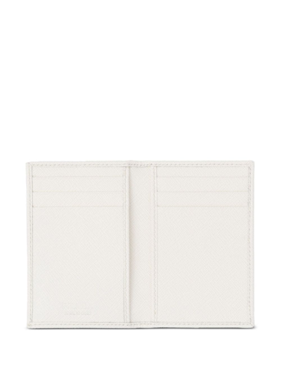 Shop Prada Triangle-logo Leather Cardholder In Weiss