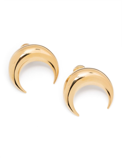 Shop Marine Serre Teen Moon Stud Earrings In Gold