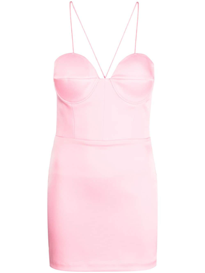 Shop Alex Perry Carine Satin Sweetheart-neck Minidress In Pink