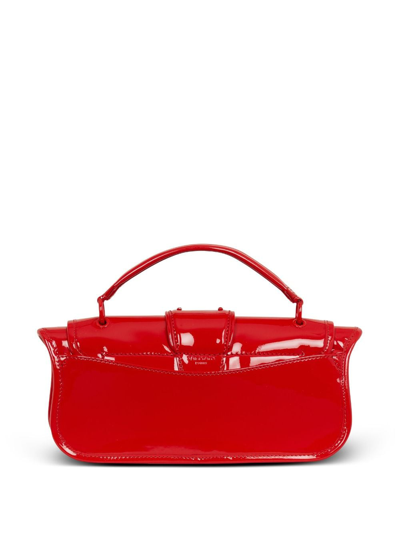 Shop Balmain Blaze Patent-leather Clutch Bag In Red