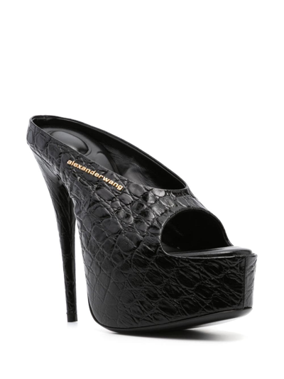 Alexander Wang Destiny 150 Sandal In Croc Embossed Cow Leather In Schwarz