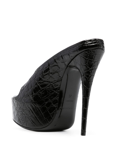 Alexander Wang Destiny 150 Sandal In Croc Embossed Cow Leather In Schwarz