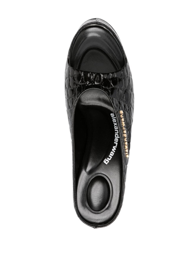 Alexander Wang Destiny 150 Sandal In Croc Embossed Cow Leather In Schwarz