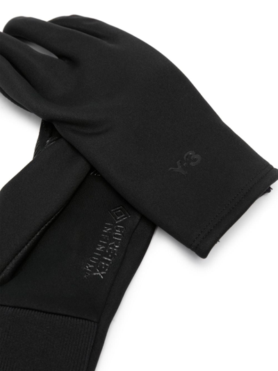 Shop Y-3 Logo-embossed Anti-slip Gloves In Schwarz