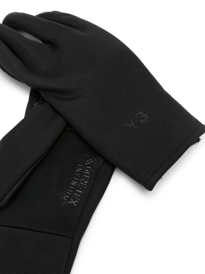 Y-3 Logo-embossed Anti-slip Gloves In Schwarz