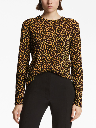 Shop Proenza Schouler Leopard-print Long-sleeve T-shirt In Gelb