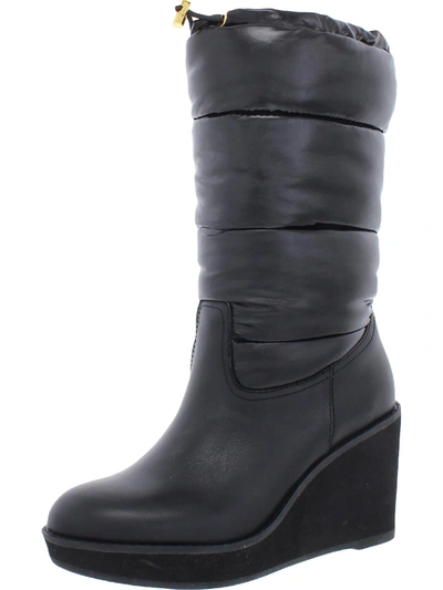 Shop Lauren Ralph Lauren Rudee Womens Leather Wedge Winter & Snow Boots In Black