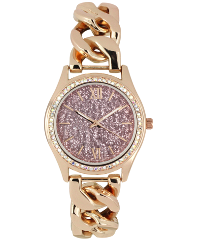 Shop Inc International Concepts Women's Rose Gold-tone Link Bracelet Watch 34mm, Created For Macy's