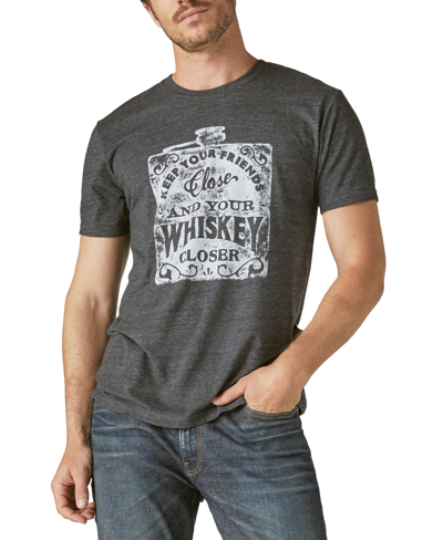 Shop Lucky Brand Men's Keep Your Friends Close Whiskey Crewneck T-shirt In Jet Black