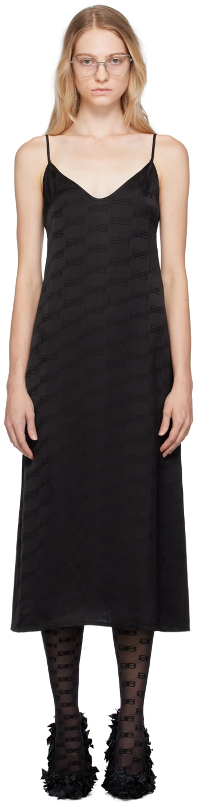 Shop Balenciaga Black Monogram Midi Dress In 1000 Black