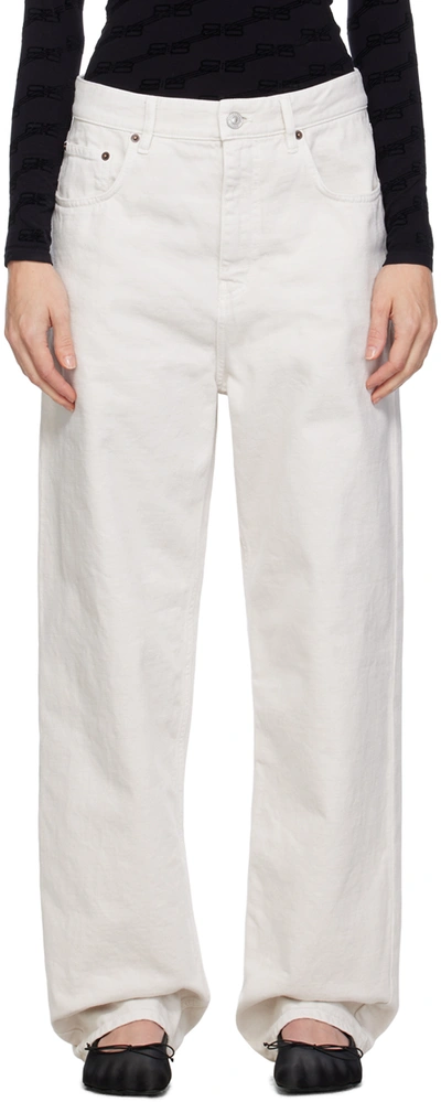 Shop Balenciaga Off-white Loose-fit Jeans In 9020 Cream