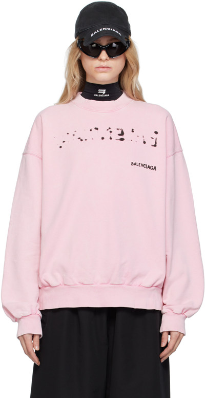 Balenciaga Logo-print Sweatshirt In 3204 Faded Pink/blac