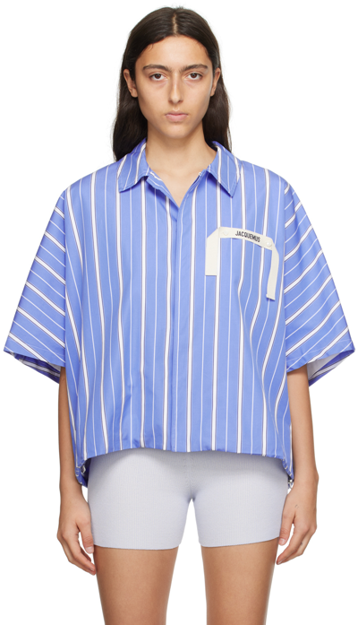 Shop Jacquemus Blue Le Chouchou 'la Chemise Disgreghi' Shirt In 3br Blue Stripes